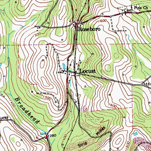 Topographic Map of Locust, PA