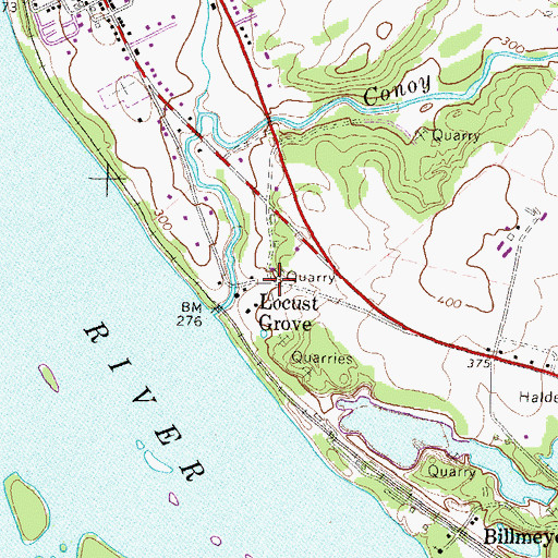 Topographic Map of Locust Grove, PA