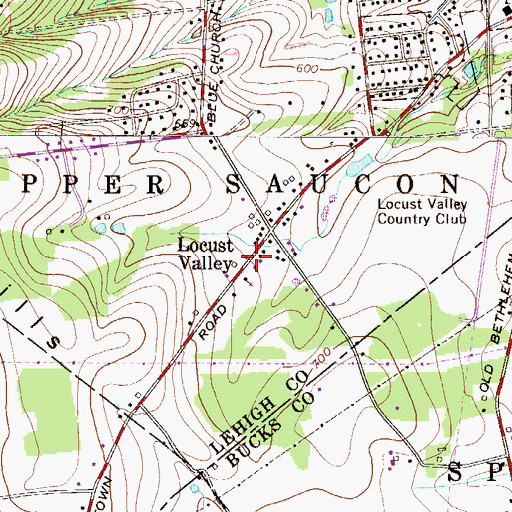 Topographic Map of Locust Valley, PA