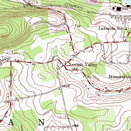 Topographic Map of Locust Valley, PA