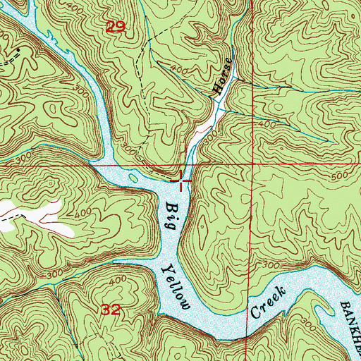Topographic Map of Horse Creek, AL