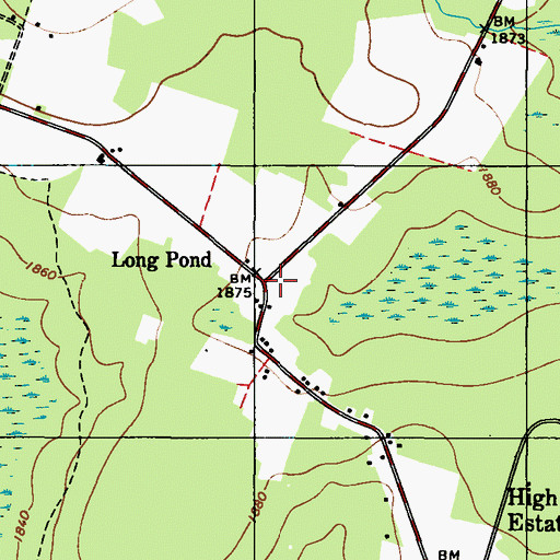 Topographic Map of Long Pond, PA
