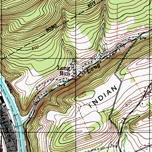 Topographic Map of Long Run, PA