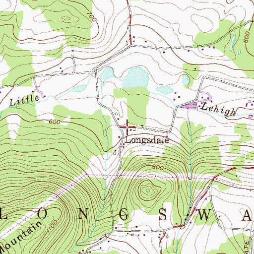 Topographic Map of Longsdale, PA