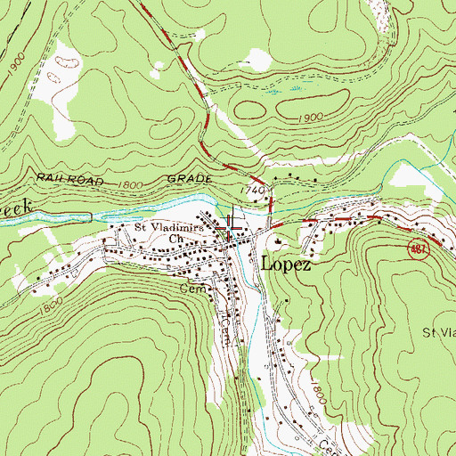 Topographic Map of Lopez, PA