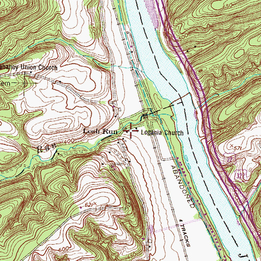 Topographic Map of Losh Run, PA