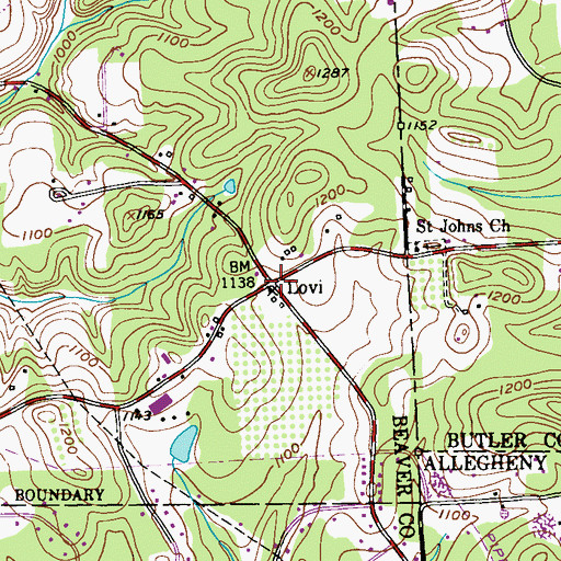 Topographic Map of Lovi, PA