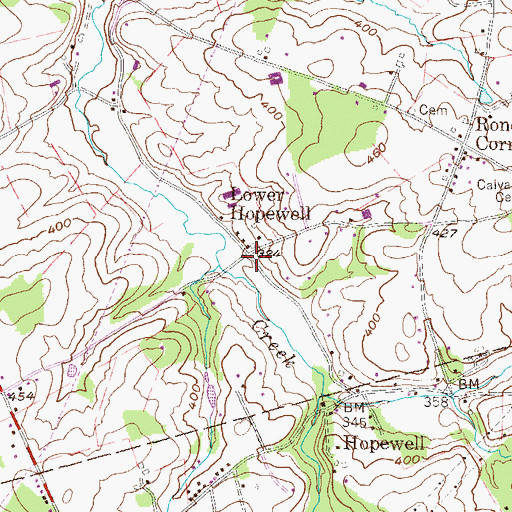 Topographic Map of Lower Hopewell, PA