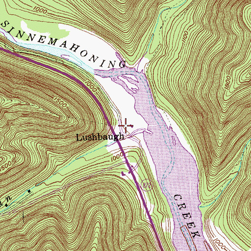 Topographic Map of Lushbaugh, PA