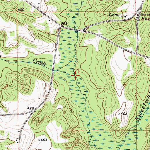 Topographic Map of Horse Creek, AL