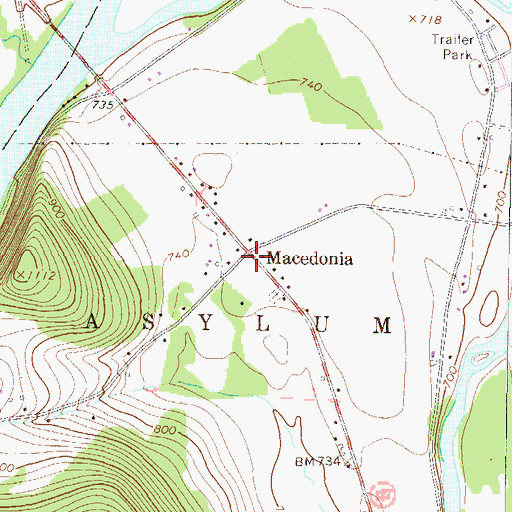 Topographic Map of Macedonia, PA