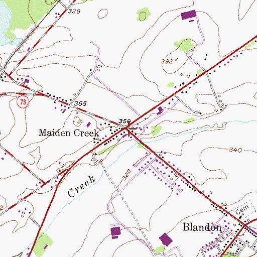 Topographic Map of Maiden Creek, PA