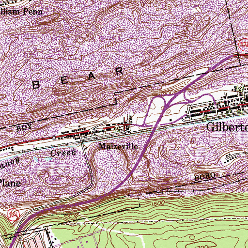 Topographic Map of Maizeville, PA