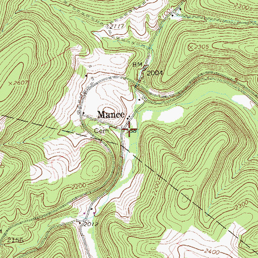 Topographic Map of Mance, PA