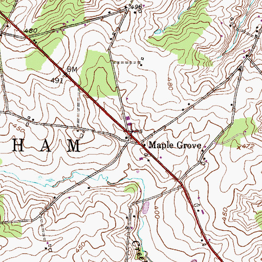Topographic Map of Maple Grove, PA