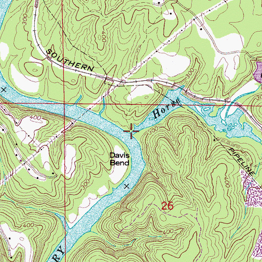 Topographic Map of Horse Creek, AL