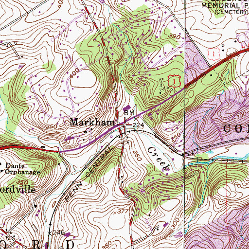 Topographic Map of Markham, PA
