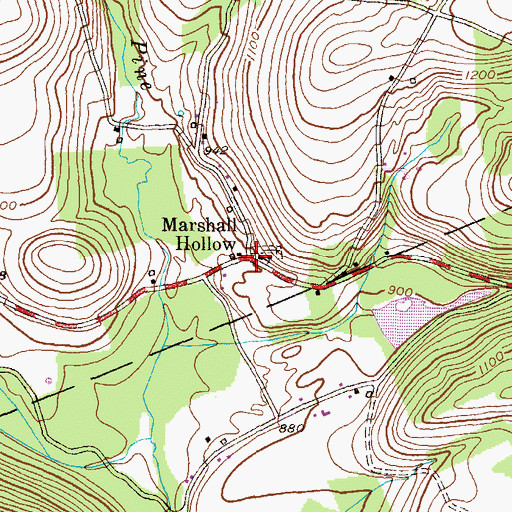 Topographic Map of Marshall Hollow, PA
