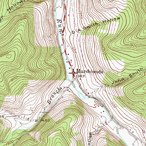 Topographic Map of Marshlands, PA