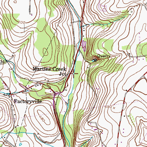 Topographic Map of Martins Creek Junction, PA