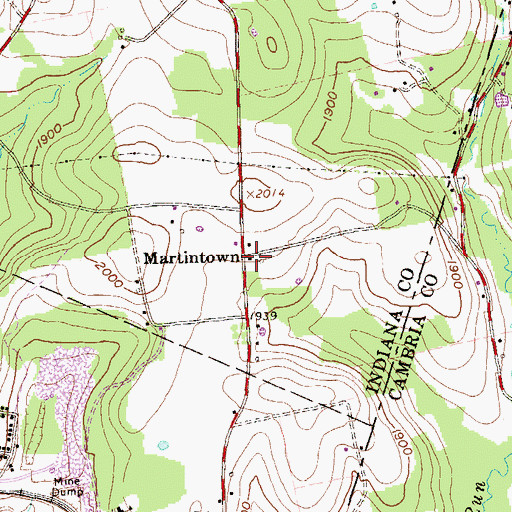 Topographic Map of Martintown, PA