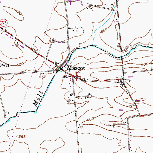 Topographic Map of Mascot, PA