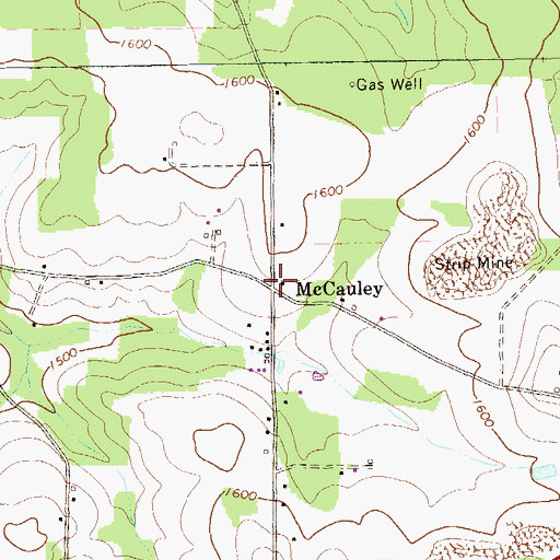 Topographic Map of McCauley, PA