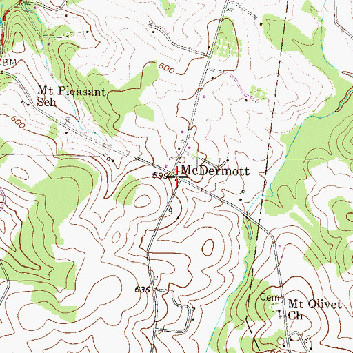 Topographic Map of McDermott, PA