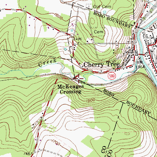 Topographic Map of McKeages Crossing, PA