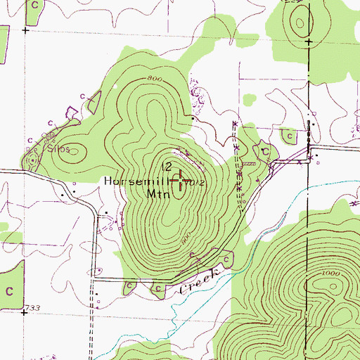Topographic Map of Horsemill Mountain, AL