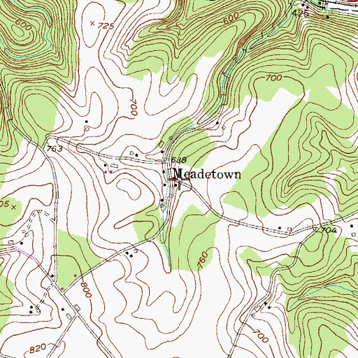 Topographic Map of Meadetown, PA