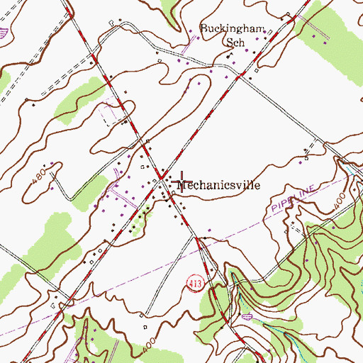 Topographic Map of Mechanicsville, PA