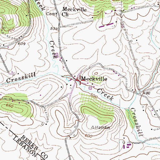 Topographic Map of Meckville, PA