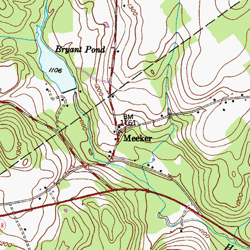 Topographic Map of Meeker, PA