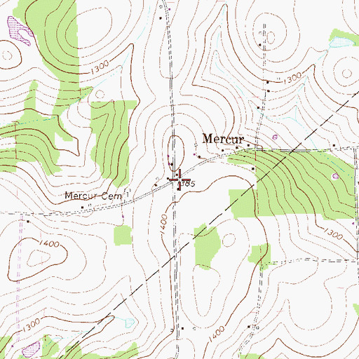 Topographic Map of Mercur, PA