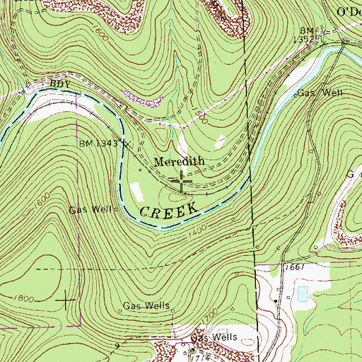 Topographic Map of Meredith, PA