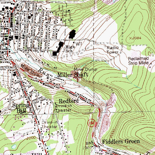 Topographic Map of Miller Shaft, PA