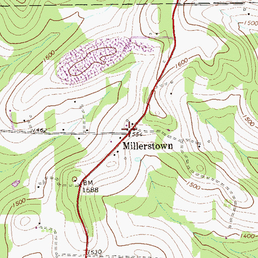 Topographic Map of Millerstown, PA