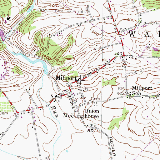 Topographic Map of Millport, PA