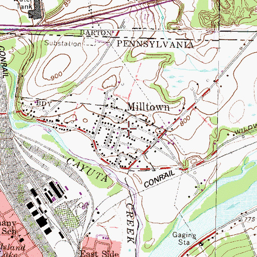 Topographic Map of Milltown, PA