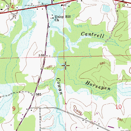 Topographic Map of Horsepen Branch, AL