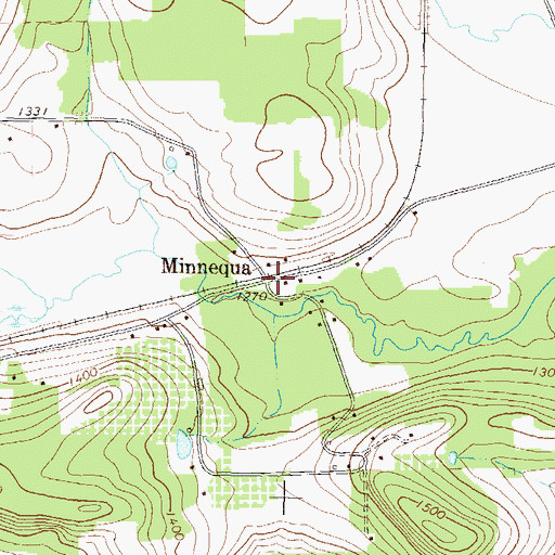 Topographic Map of Minnequa, PA