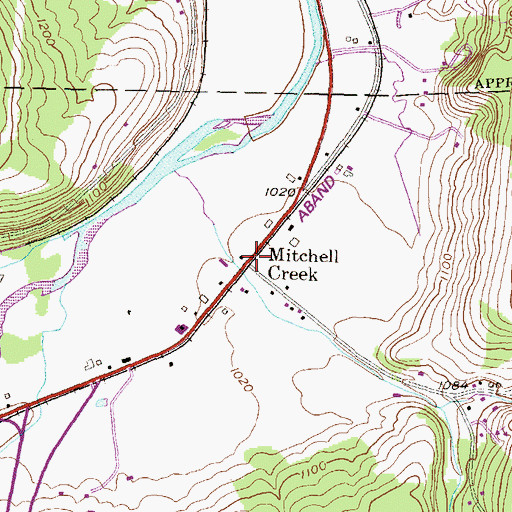 Topographic Map of Mitchell Creek, PA