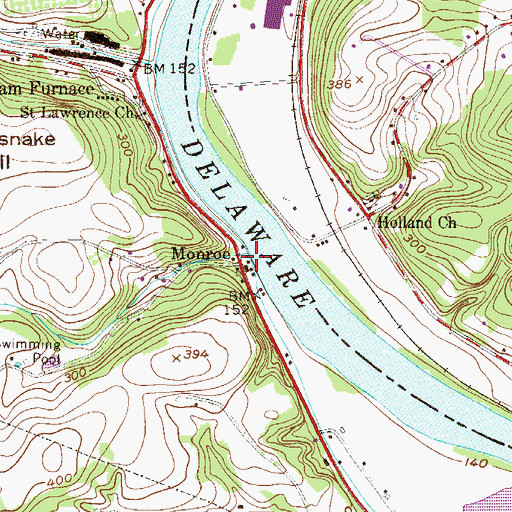 Topographic Map of Monroe, PA