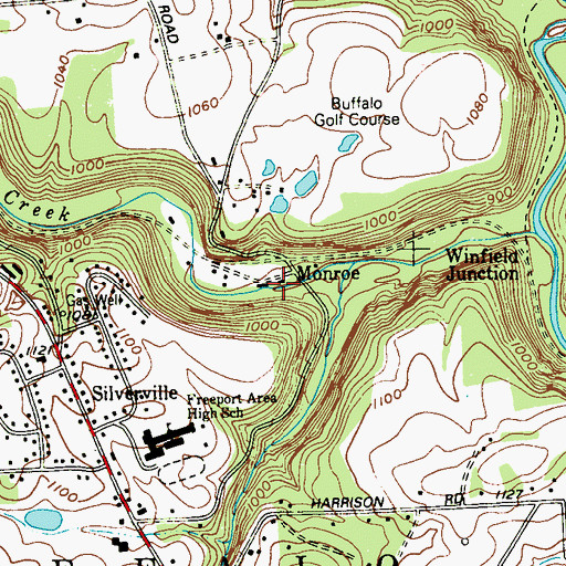 Topographic Map of Monroe, PA