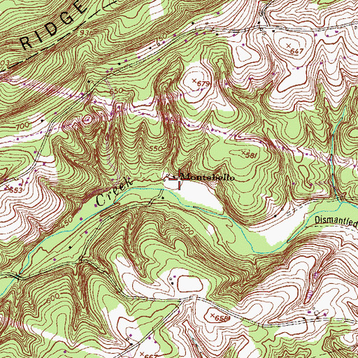 Topographic Map of Montebello, PA