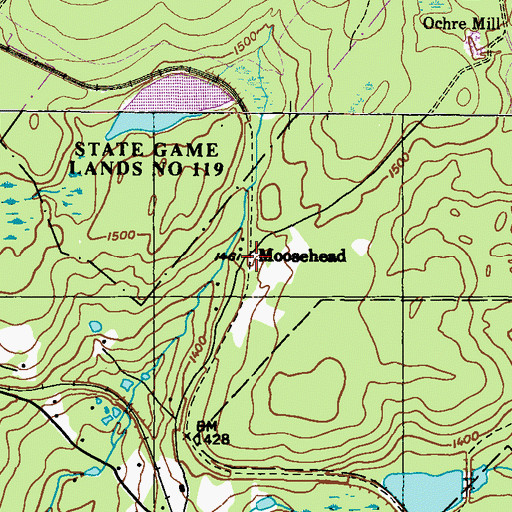 Topographic Map of Moosehead, PA