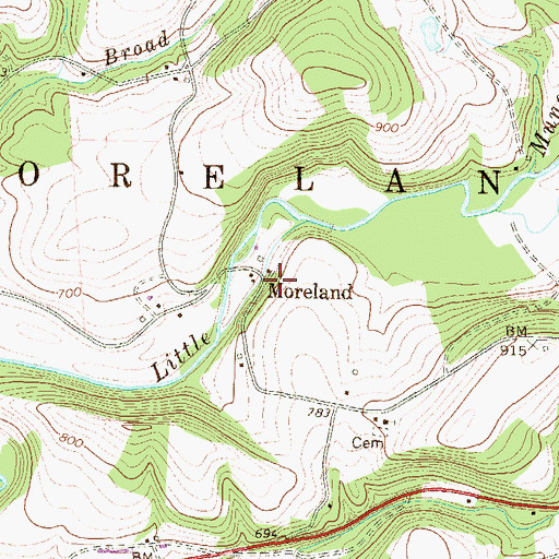 Topographic Map of Moreland, PA