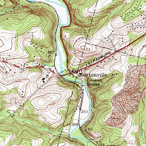 Topographic Map of Mortonville, PA