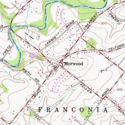 Topographic Map of Morwood, PA